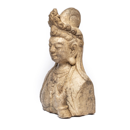 Buste de Guanyin en marbre de style Qi du Nord, Chine, 19/20&egrave;me