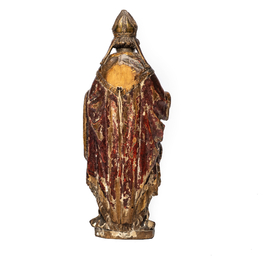 A polychromed and gilt basswood figure of a bishop, 18th C