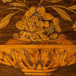 A four-drawer table cabinet with floral marquetry, probably The Netherlands, 18/19th C.