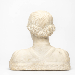 An Italian renaissance-style white marble bust of a man, 20th C.