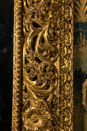 A finely carved gilt wooden mirror, probably Italy, 17/18th C.