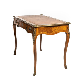 A French mahogany veneered Louis XV-style ladies desk with gilt bronze mounts, 19th C.