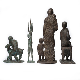 Lazar Gada&iuml;ev (Russische school, 1938-2008): Vier bronzen sculpturen, 20e eeuw