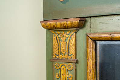 A large neoclassical-style polychrome wooden mirror, 19/20th C.