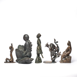 Lazar Gada&iuml;ev (&eacute;cole russe, 1938-2008): Cinq sculptures en bronze, 20&egrave;me