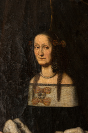 J&uuml;rgen Ovens (1623-1678), toegeschreven aan: 'Dame met Nachtvlinderhondje', olie op doek