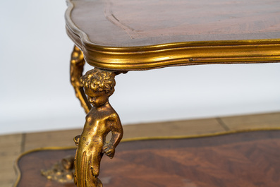 A French gilt bronze mounted mahogany &eacute;tag&egrave;re or serving table, 19/20th C.