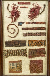 A collection of Coptic textile fragments mounted in two frames