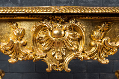 A lavish gilt Louis XV-style coiffeuse with rosewood veneer inside, 19th C.