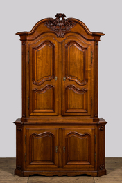 A French Louis XV-style cherry wooden 'deux corps', 18th C.