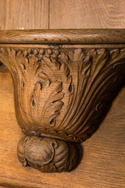 A pair of impressive Flemish oak pews, 18th C.