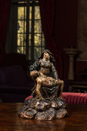 Vierge de Piti&eacute; en bois sculpt&eacute; et polychrom&eacute;, 17&egrave;me