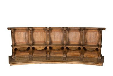 A pair of impressive Flemish oak pews, 18th C.