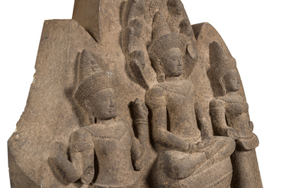 A large Khmer-style stone carving, Cambodia