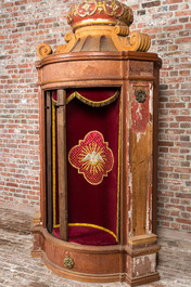 A gilt and polychrome wooden canopy with a carousel interior, 19th C.
