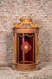 A gilt and polychrome wooden canopy with a carousel interior, 19th C.