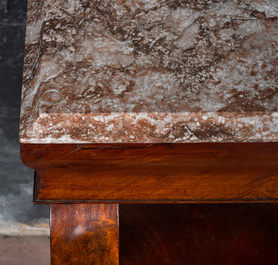 A French wooden Louis Philippe console with marble top, 19th C.