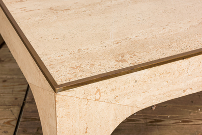 A rectangular Italian travertine coffee table, 20th C.