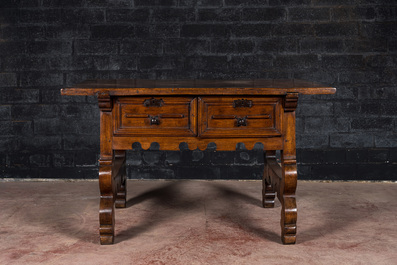 A Spanish walnut table, 18th C. and later