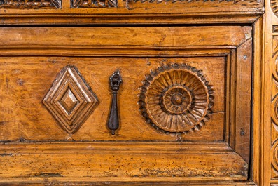 A Spanish walnut chest of drawers, 17th C.
