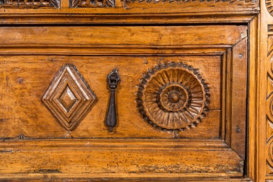 A Spanish walnut chest of drawers, 17th C.