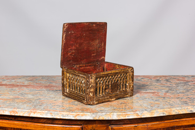 A polychrome Gothic wooden box, 15/16th C.