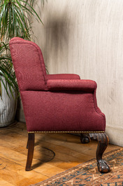 An English walnut armchair, 19th C.