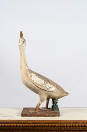 A patinated stone goose, 20th C.