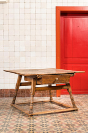 A square German wooden payment table, 18th C.