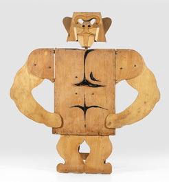 Luigi Nervo (Italy, 1930-2006): A large adjustable wooden gorilla, 3rd quarter 20th C.