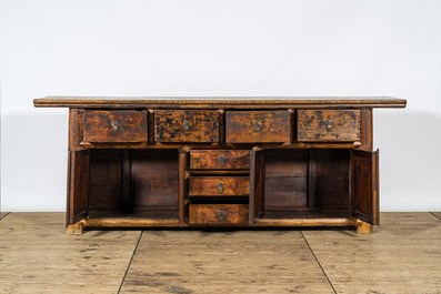 A Chinese elmwood sideboard, 19/20th C.