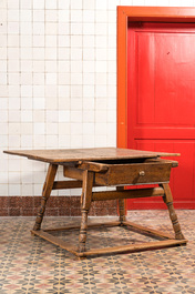 A square German wooden payment table, 18th C.