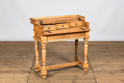 A bleached oak wooden desk, 20th C.