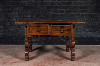 A Spanish walnut table, 18th C. and later