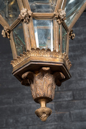 A partly gilt bronze lantern, 19/20th C.