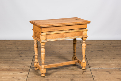 A bleached oak wooden desk, 20th C.