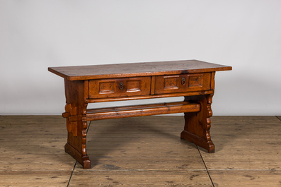 A German pine table, 19th C.