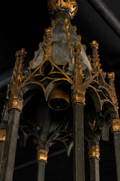 A Gothic Revival polychrome and partly gilt chandelier, ca. 1900