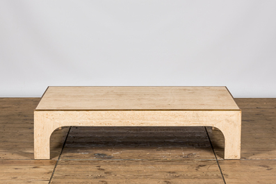 A rectangular Italian travertine coffee table, 20th C.