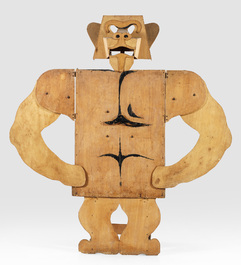 Luigi Nervo (Italy, 1930-2006): A large adjustable wooden gorilla, 3rd quarter 20th C.