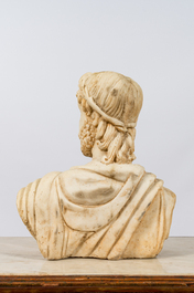 A marble bust of a Roman emperor, 20th C.