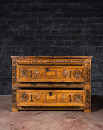 A Spanish walnut chest of drawers, 17th C.