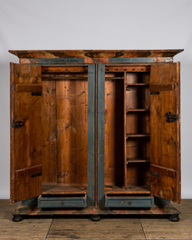 Armoire &agrave; linge en bois polychrome, Allemagne, dat&eacute; 1765, 18/19&egrave;me