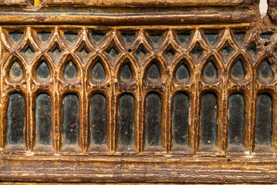 A polychrome Gothic wooden box, 15/16th C.