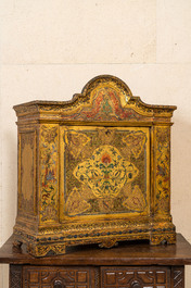 An Italian polychromed and gilt wooden table cabinet in orientalist style, 19th C.