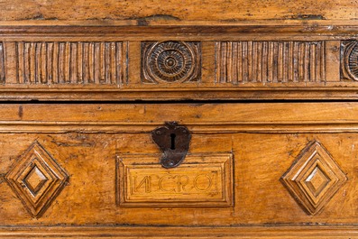A Spanish walnut chest of drawers, 17th C.