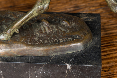 Erich Saalmann: Eland, gepatineerd brons op een marmeren voet, 2e kwart 20ste eeuw