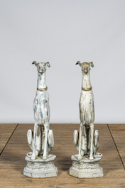 A pair of patinated metal greyhounds, 20th C.