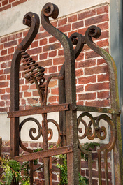 A pair of wrought iron climbing frames for plants, 19/20th C.