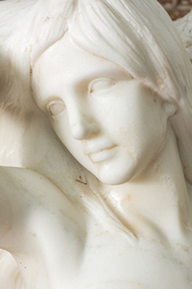 A white marble sculpture of a chained sea nymph between the waves, 20th C.